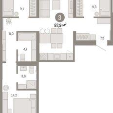 Квартира 87,9 м², 3-комнатная - изображение 3