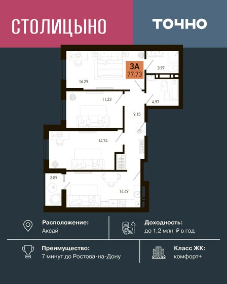 71,9 м², 4-комнатная квартира 13 344 640 ₽ - изображение 21