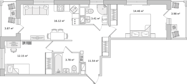 Квартира 61,3 м², 2-комнатная - изображение 1
