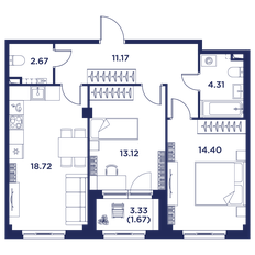 Квартира 66,1 м², 2-комнатная - изображение 2