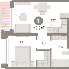 Квартира 42,2 м², 1-комнатная - изображение 3