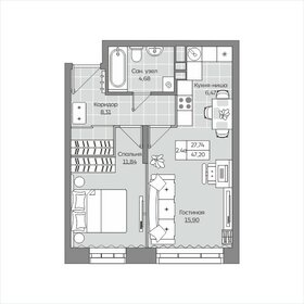 Квартира 47,2 м², 2-комнатная - изображение 1