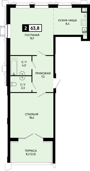 60,4 м², 3-комнатная квартира 14 499 999 ₽ - изображение 87