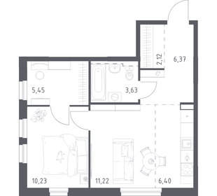 Квартира 45,4 м², 2-комнатная - изображение 1