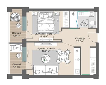 Квартира 49,8 м², 2-комнатные - изображение 2