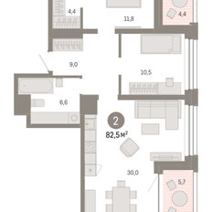 Квартира 82,5 м², 2-комнатная - изображение 3