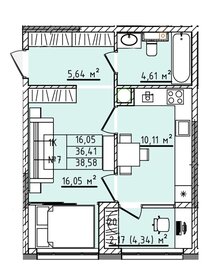 Квартира 38,6 м², 1-комнатная - изображение 1