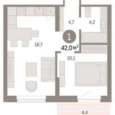 Квартира 42 м², 1-комнатная - изображение 3