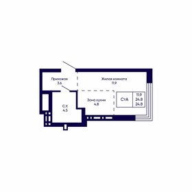 Квартира 24,8 м², студия - изображение 1