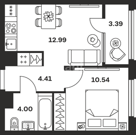 Квартира 35,3 м², 1-комнатная - изображение 1