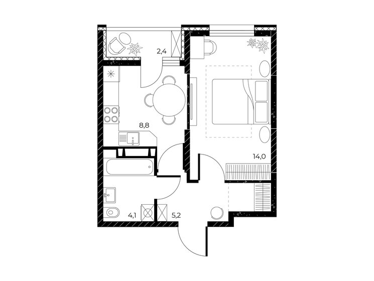 25 м², 1-комнатная квартира 4 800 000 ₽ - изображение 96