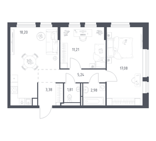 Квартира 59,9 м², 2-комнатная - изображение 1