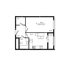 Квартира 41,1 м², 1-комнатная - изображение 1
