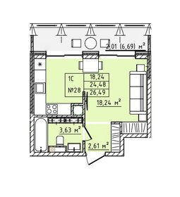 Квартира 26,5 м², 1-комнатная - изображение 1