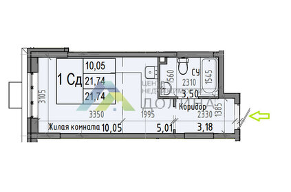 Квартира 21,8 м², студия - изображение 1