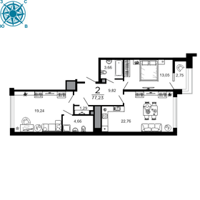 Квартира 75,9 м², 2-комнатная - изображение 1