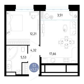 Квартира 43,2 м², 1-комнатная - изображение 1