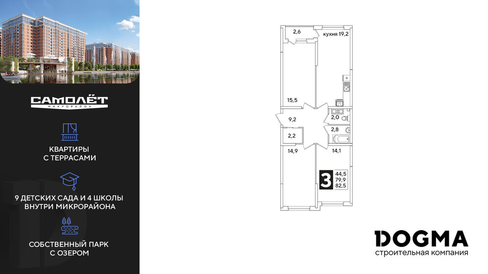 83,4 м², 3-комнатная квартира 9 230 295 ₽ - изображение 45