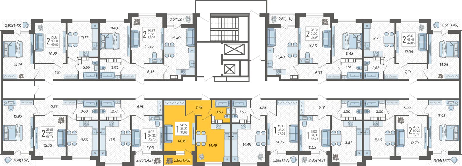 37,7 м², 1-комнатная квартира 5 752 920 ₽ - изображение 56