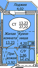 Квартира 27,2 м², студия - изображение 1