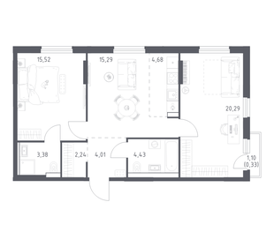 Квартира 70,2 м², 2-комнатная - изображение 1