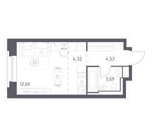 Квартира 25,1 м², студия - изображение 1
