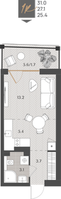 Квартира 27,1 м², студия - изображение 1