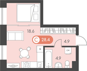 Квартира 28,4 м², студия - изображение 1