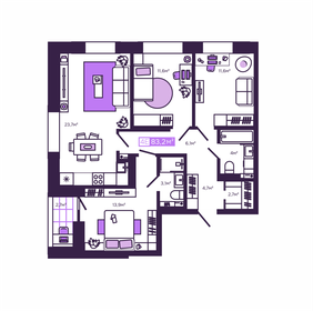 Квартира 83,2 м², 4-комнатная - изображение 1