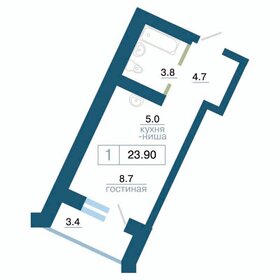 Квартира 23,9 м², 1-комнатная - изображение 1