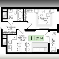 Квартира 39,4 м², 1-комнатная - изображение 5