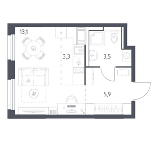 Квартира 25,4 м², студия - изображение 1