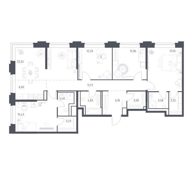 120,7 м², 4-комнатная квартира 81 486 000 ₽ - изображение 19