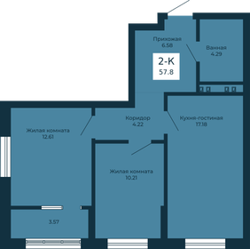 Квартира 57,8 м², 2-комнатная - изображение 1