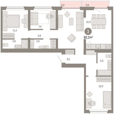 Квартира 92,3 м², 3-комнатная - изображение 3