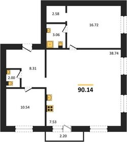 Квартира 90,1 м², 3-комнатная - изображение 1