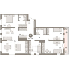 Квартира 125 м², 4-комнатная - изображение 3