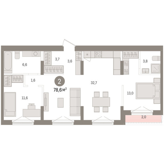 78 м², 3-комнатная квартира 11 500 000 ₽ - изображение 74