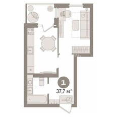 Квартира 37,7 м², 1-комнатная - изображение 4