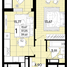 Квартира 39,6 м², 1-комнатная - изображение 2