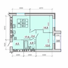 Квартира 60,4 м², 3-комнатная - изображение 3