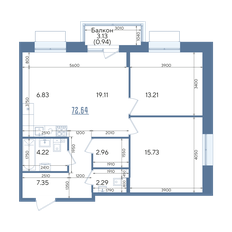 Квартира 72,6 м², 2-комнатная - изображение 4