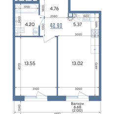 Квартира 42,9 м², 1-комнатная - изображение 4