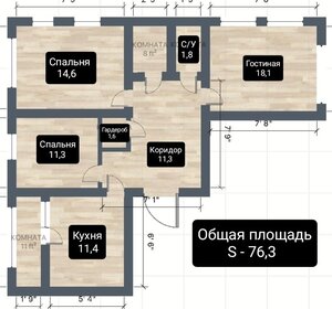 Квартира 76,3 м², 3-комнатная - изображение 1