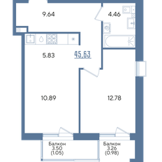 Квартира 45,6 м², 1-комнатная - изображение 3