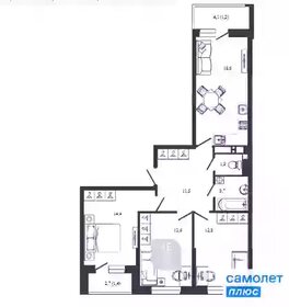 Квартира 78,1 м², 3-комнатная - изображение 1