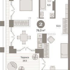 Квартира 79 м², 2-комнатная - изображение 3