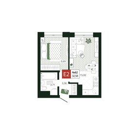 Квартира 32,6 м², 1-комнатная - изображение 1