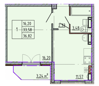 Квартира 36,8 м², 1-комнатная - изображение 1