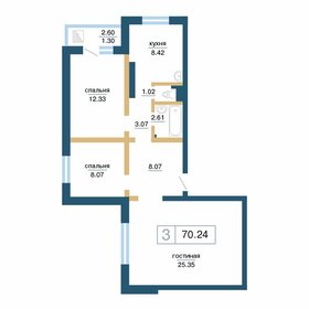 Квартира 70,2 м², 3-комнатная - изображение 1